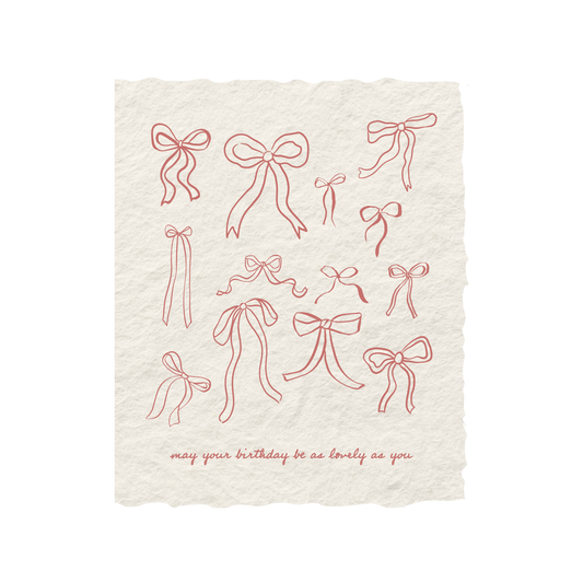 Lovely Birthday Bows | Birthday Celebration Greeting Card: Flat A2 Greeting Card. Blank on Back.