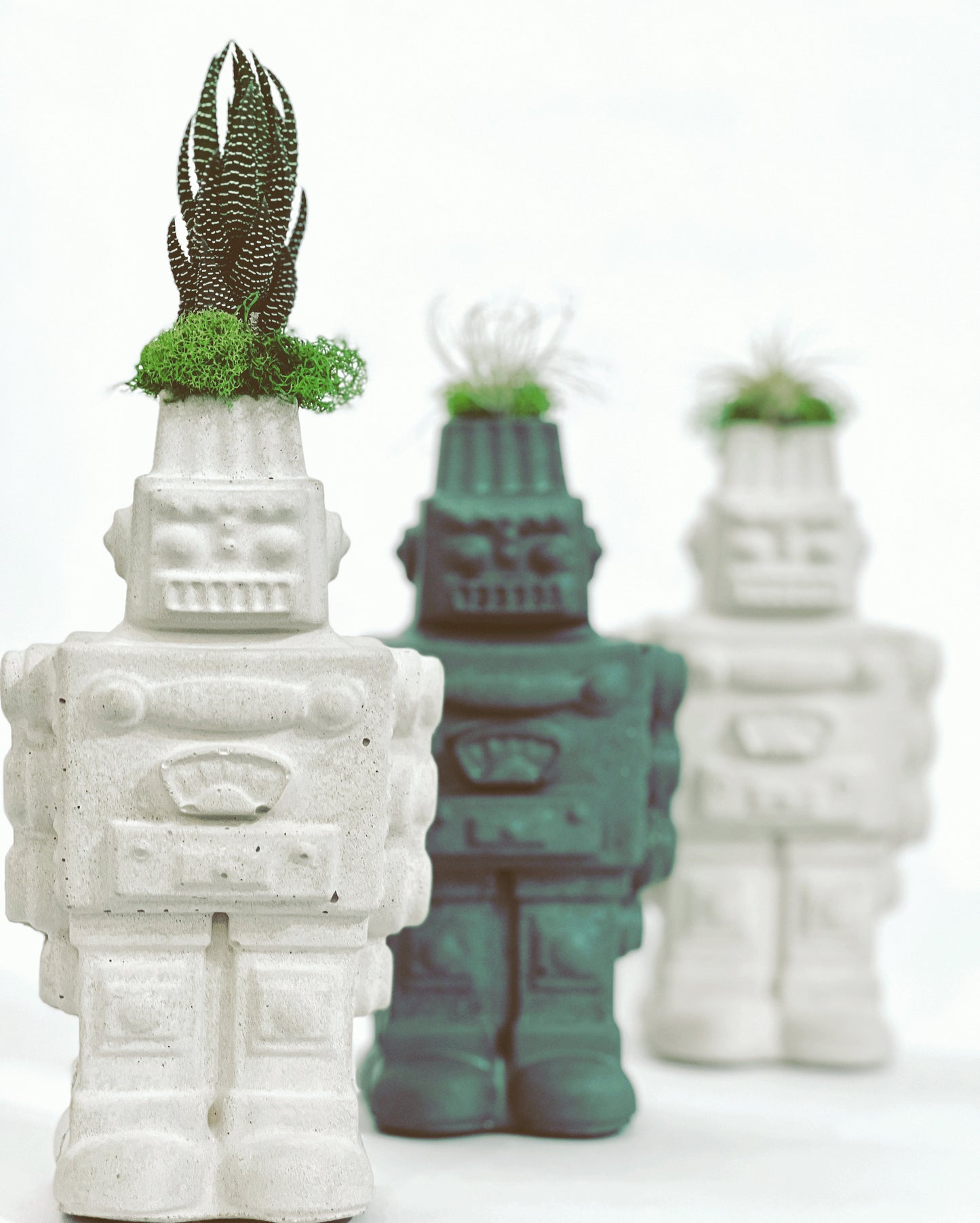 Concrete Robot Air Plant / Candle Holder