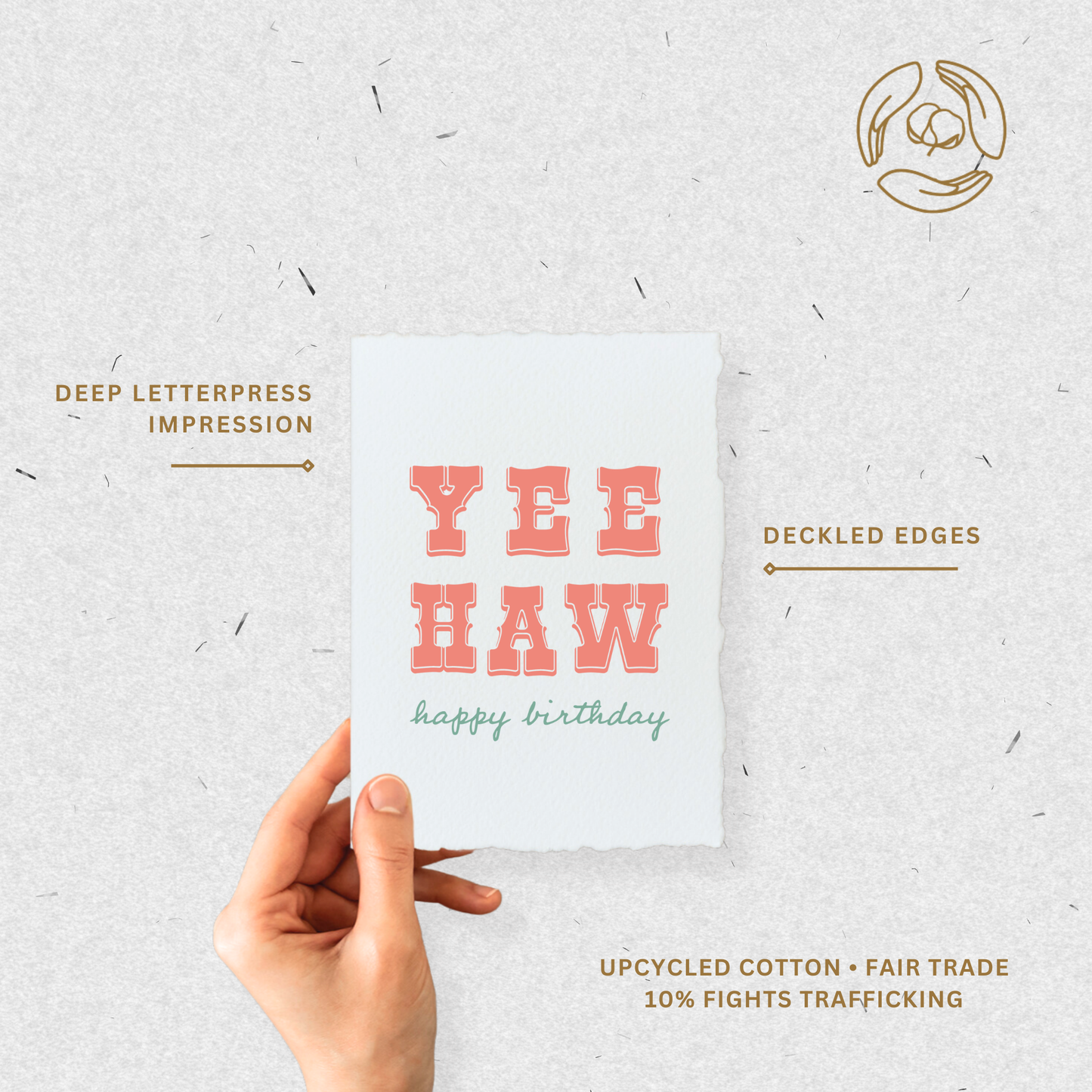 Yee Haw Happy Birthday | Cowboy Cowgirl Greeting Card: Flat A2 Greeting Card. Blank on Back.