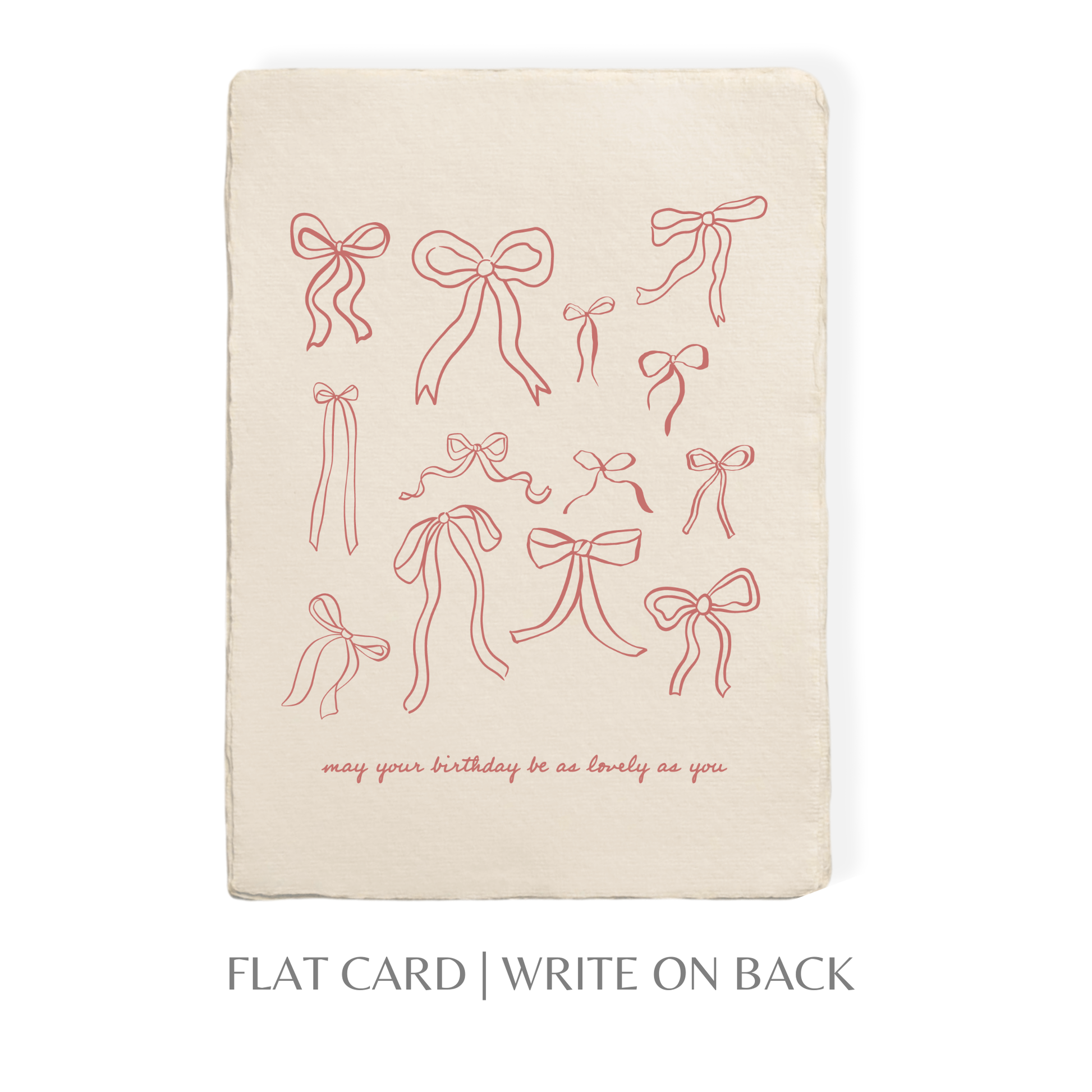 Lovely Birthday Bows | Birthday Celebration Greeting Card: Flat A2 Greeting Card. Blank on Back.